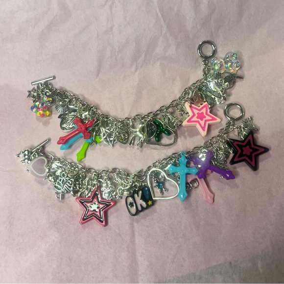 Silver Charm Bracelet with Necklace. Junk style - Picture 11 of 12